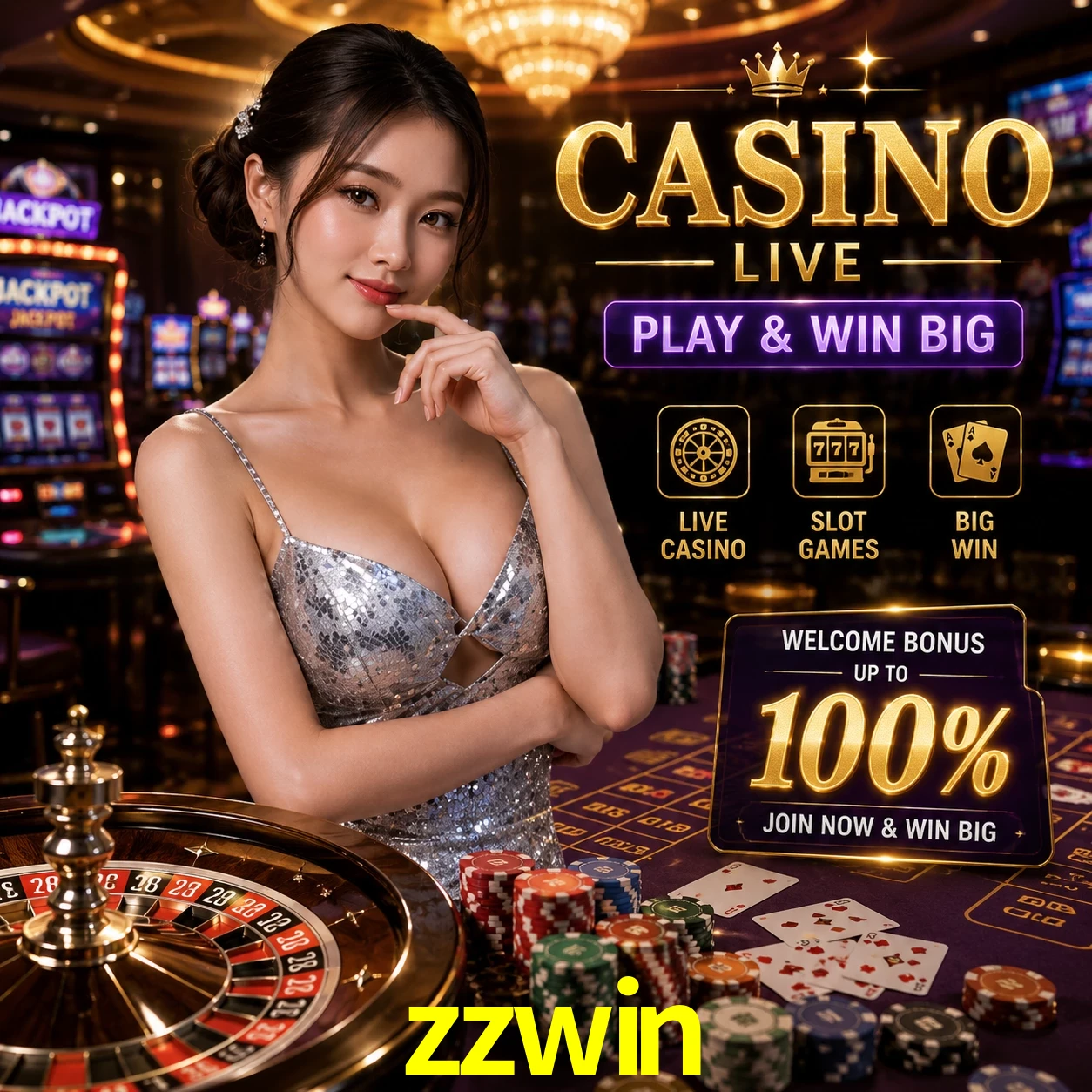 Aplicativo móvel zzwin para iOS e Android